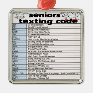 Senior Texting Code Metal Ornament
