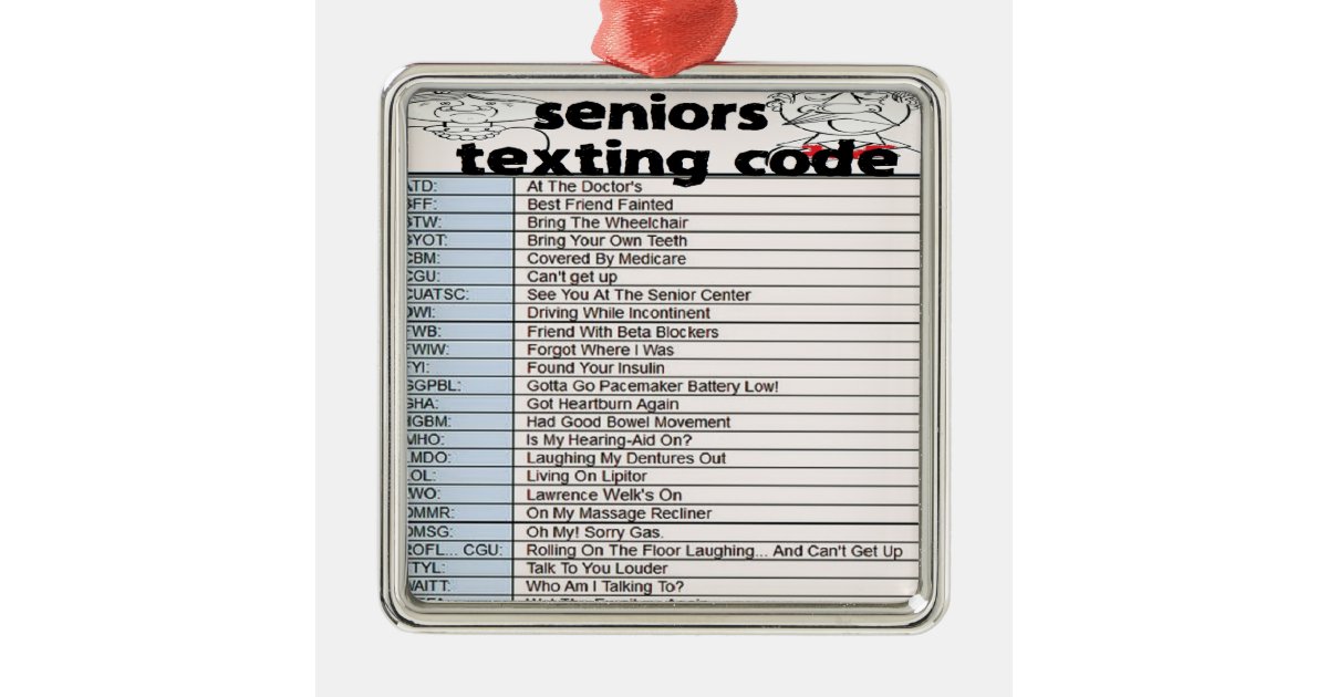 Senior Texting Code Metal Ornament | Zazzle