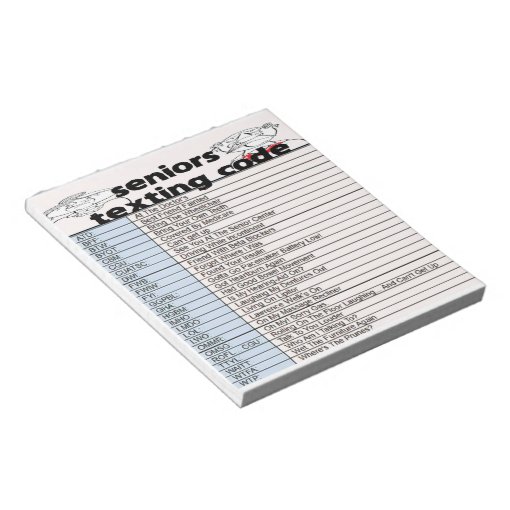 Senior Texting Code Notepad | Zazzle