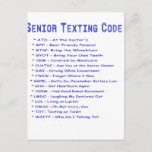 Senior Texting Code Postcard<br><div class="desc">Funny Senior Texting Code</div>