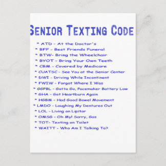 Senior Texting Code Postcard