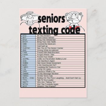 Senior Texting Code Postcard by Bahahahas at Zazzle