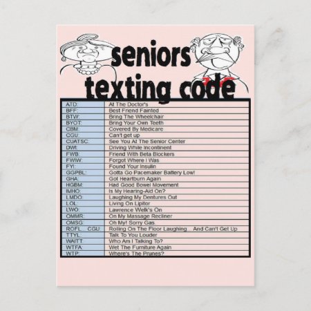 Senior Texting Code Postcard