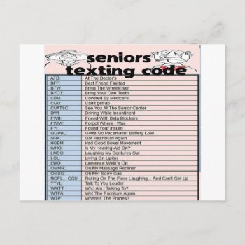 Senior Texting Code Postcard by Bahahahas at Zazzle