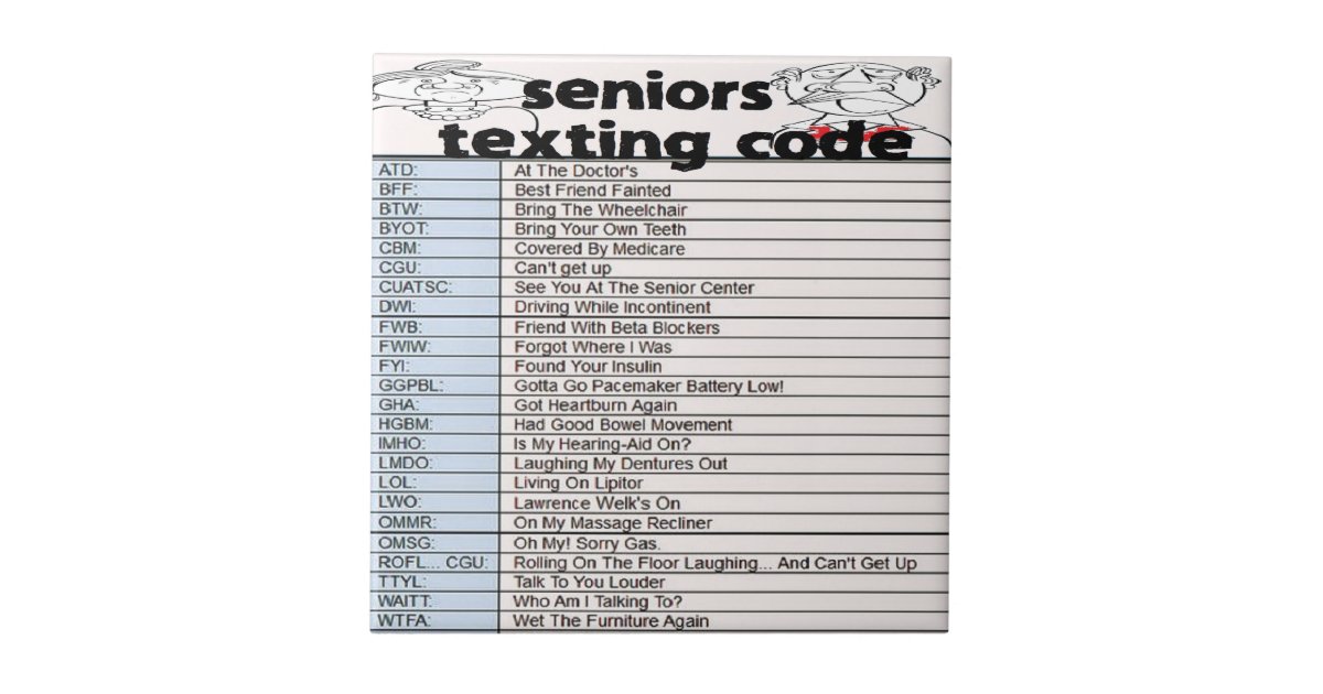 Senior Texting Code Tile | Zazzle.com