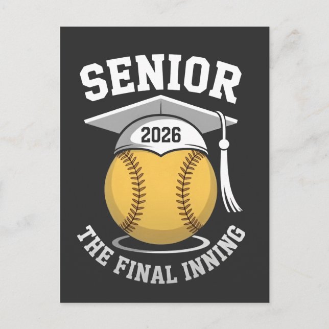 Senior The Final Inning 2026 Softball Graduation  Invitation Postcard (Front)
