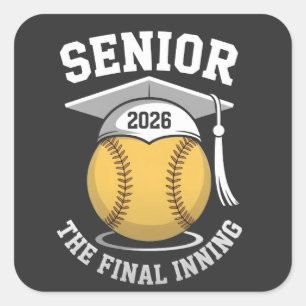 Senior The Final Inning 2026 Softball Graduation Square Sticker