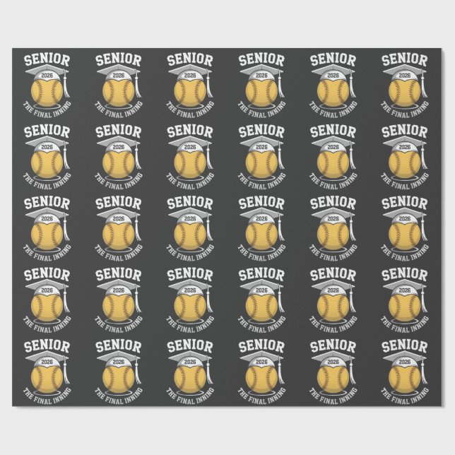 Senior The Final Inning 2026 Softball Graduation  Wrapping Paper (Flat)