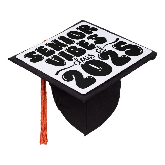 Senior Vibes Class of 2025 Graduation Cap Topper (Angled)