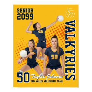 Senior Volleyball Player Custom Photo Sports Poster