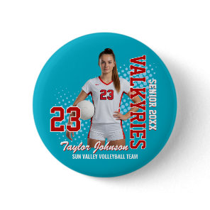 Senior Volleyball Player Custom Photo Sports Team Button