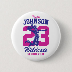 Senior Volleyball Team High School Sports Player Button