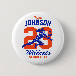 Senior Volleyball Team School Sports Girl Player Button