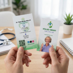Senior Wellness Therapy Modern Green Potrait Business Card