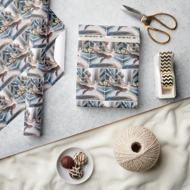 Senior Woman Jumping On a Street Vent Wrapping Paper (Crafts)