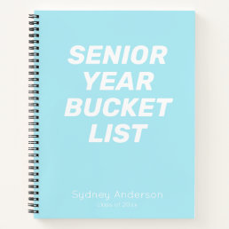 Senior Year Bucket List Blue Personalized Name Notebook