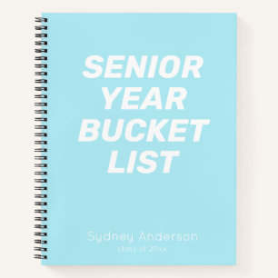 Senior Year Bucket List Blue Personalized Name Notebook