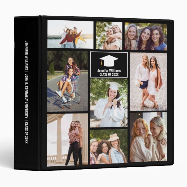Senior Year Friends Collage Graduation Photo Album 3 Ring Binder (Front/Spine)