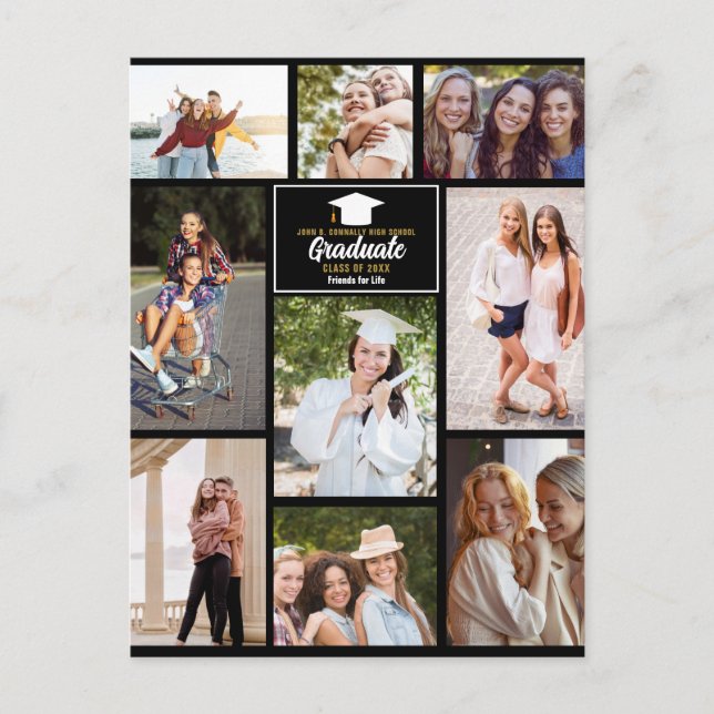 Senior Year Friends Photo Collage Graduation Postcard (Front)