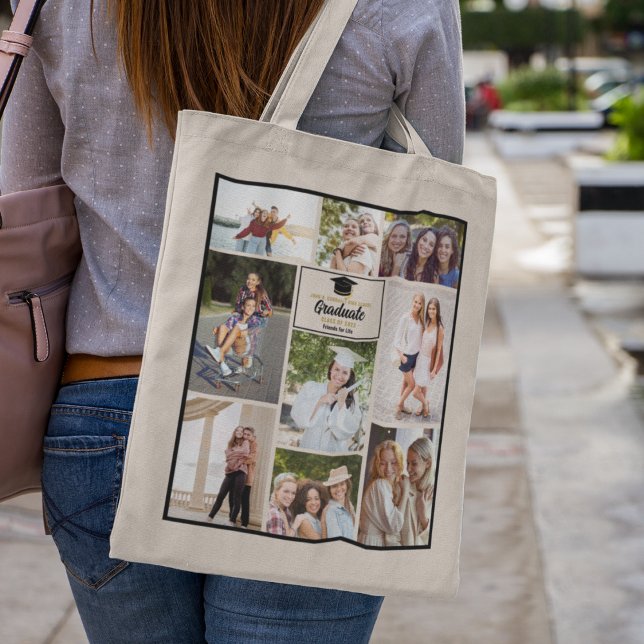 Senior Year Friends Photo Collage Graduation Tote Bag (Creator Uploaded)