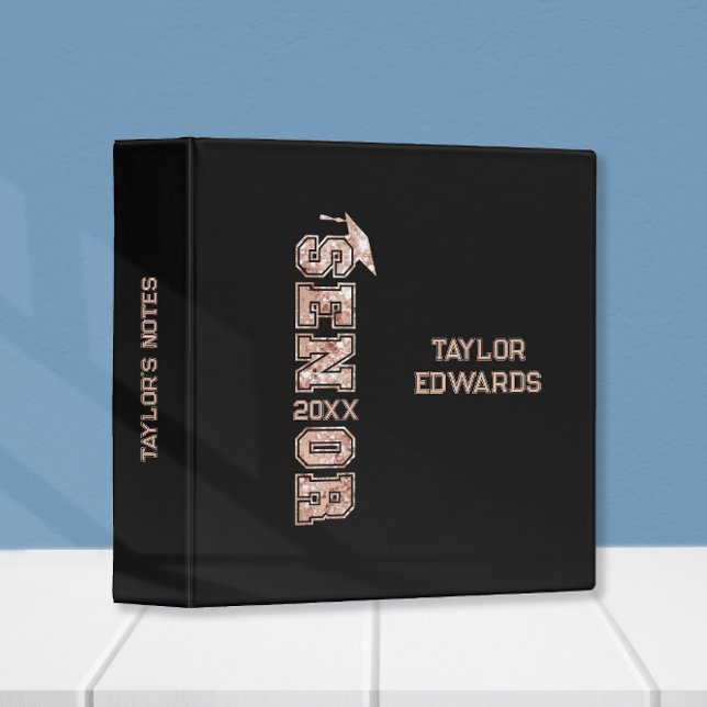 Senior Year Grad Photo Graduate Glitter Year 3 Ring Binder (Creator Uploaded)