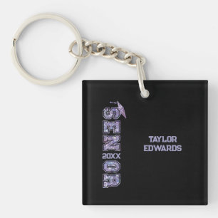 Senior Year Grad Photo Graduate Glitter Year Keychain