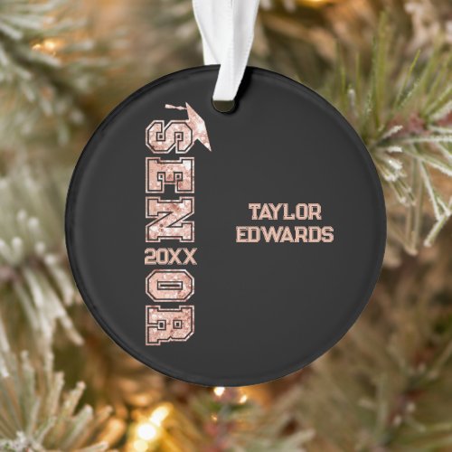 Senior Year Grad Photo Graduate Glitter Year Ornament