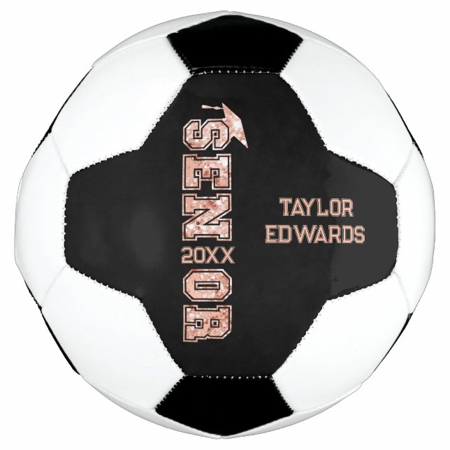 Senior Year Grad Photo Graduate Glitter Year Soccer Ball (Front)