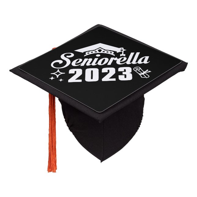 Seniorella 2023 graduation cap topper (Angled)