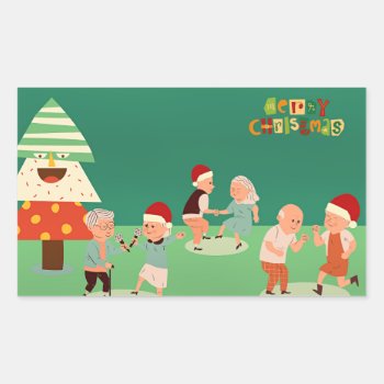 Seniors' Christmas Party Rectangular Sticker by RetirementGiftStore at Zazzle