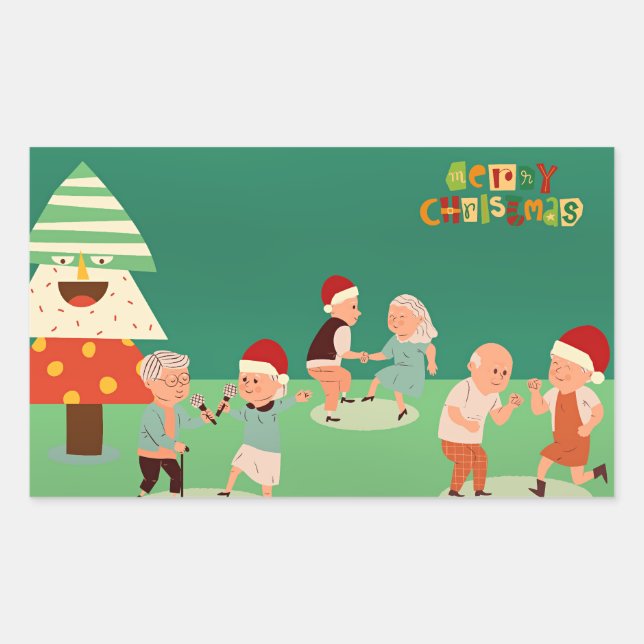 Seniors' Christmas Party Rectangular Sticker (Front)