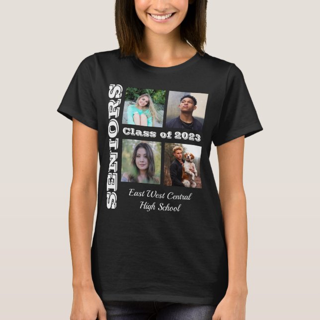 Seniors Class Friends Photo Collage T-Shirt (Front)