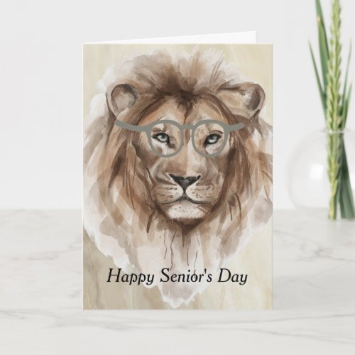 Seniors Day with Watercolor Lion Card