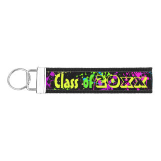 Seniors Neon Paint Splash Graduation Any Year Wrist Keychain