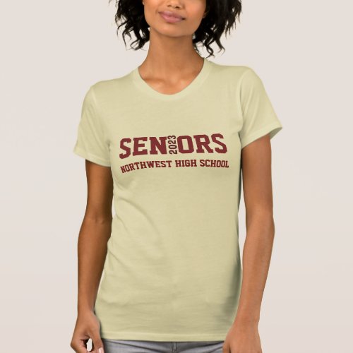 Seniors Tan Graduation Shirt with YearSchool Name