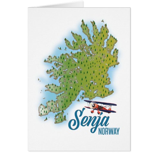 Senja Noway island map Cards (Front)