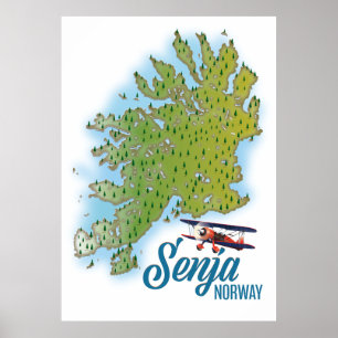 Senja Noway island map Poster