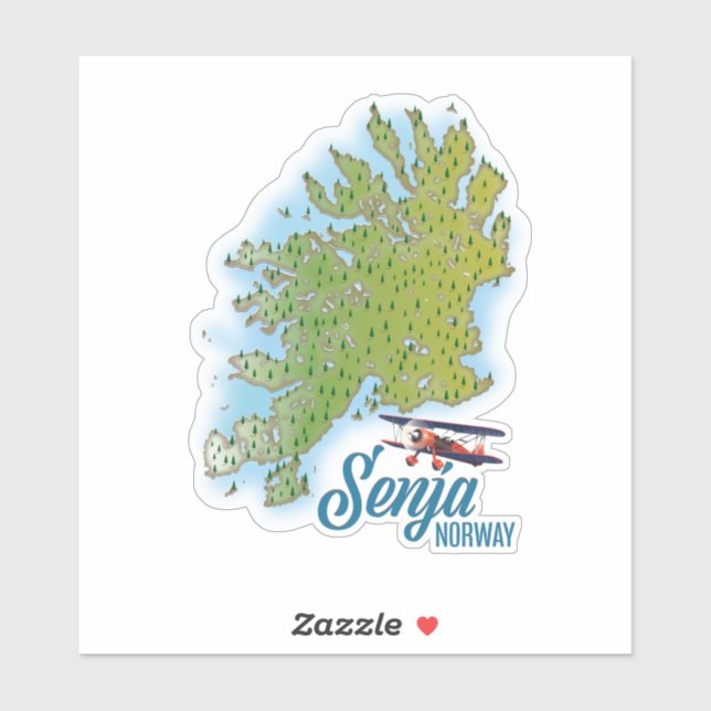 Senja Noway island map Sticker (Sheet)