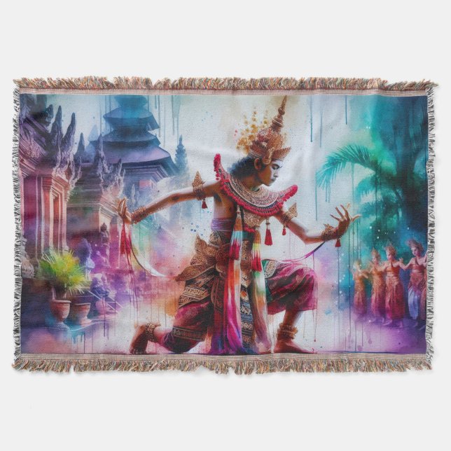 Senja Tari: Twilight Dance in Bali Throw Blanket (Front)