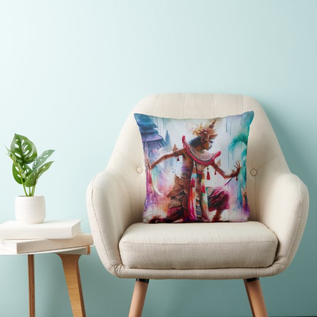 Senja Tari: Twilight Dance in Bali Throw Pillow (Chair)