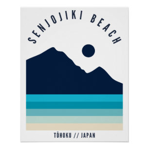 Senjojiki Beach Tohoku Japan Retro Vintage Poster