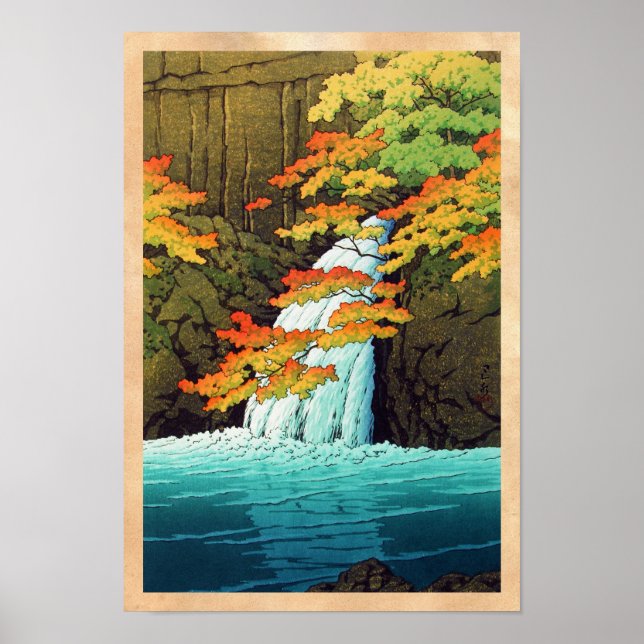 Senju Waterfall, Akame Hasui Kawase shin hanga art Poster (Front)