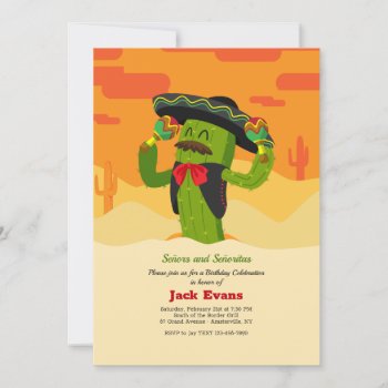 Señor Cactus Birthday Party Invitations by PixiePrints at Zazzle
