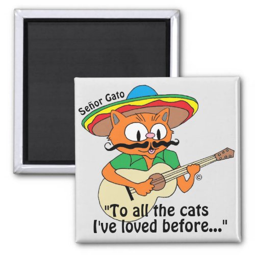 Seor Gato Cartoon Cat Playing Guitar Singing Magnet