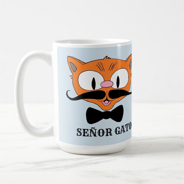SEÑOR GATO Handlebar Mustache Cat Coffee Mug (Left)