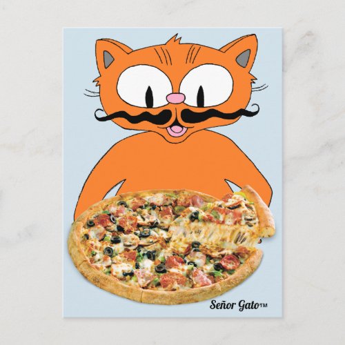 Seor Gato Pizza Funny Deluxe Pizza Cute Cat Postcard