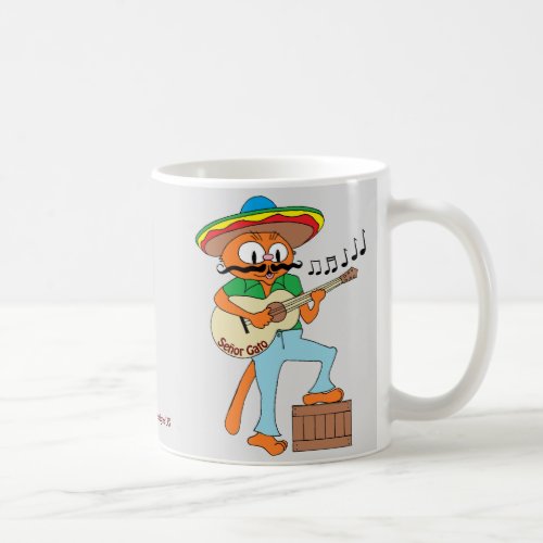 Seor Gato Singing Mexican Mustache Cat w Guitar Coffee Mug