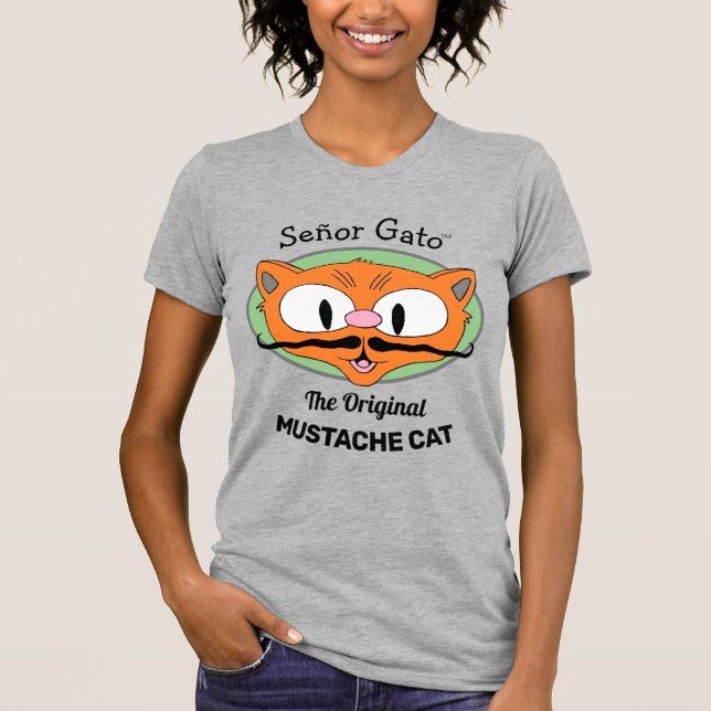 Señor Gato™ the Original Mustache Cat Cartoon Cat T-Shirt (Front)