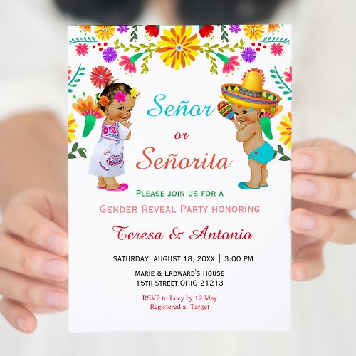 Senor or Senorita Fiesta Gender Reveal Invitation