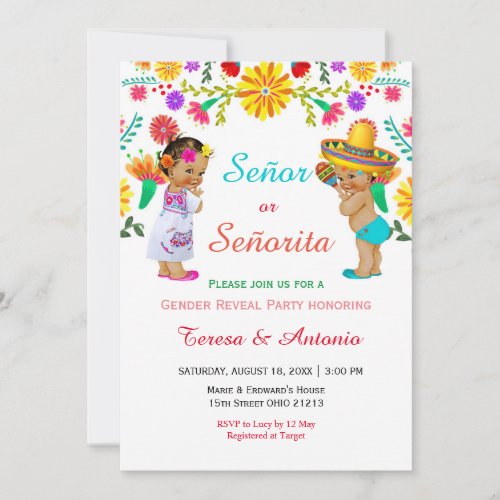Senor or Senorita Fiesta Gender Reveal Invitation